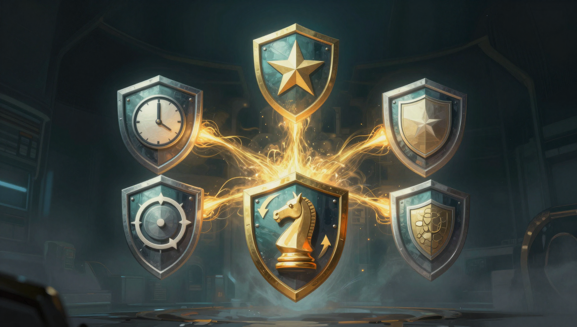 Five interconnected badges representing veteran entrepreneur advantages