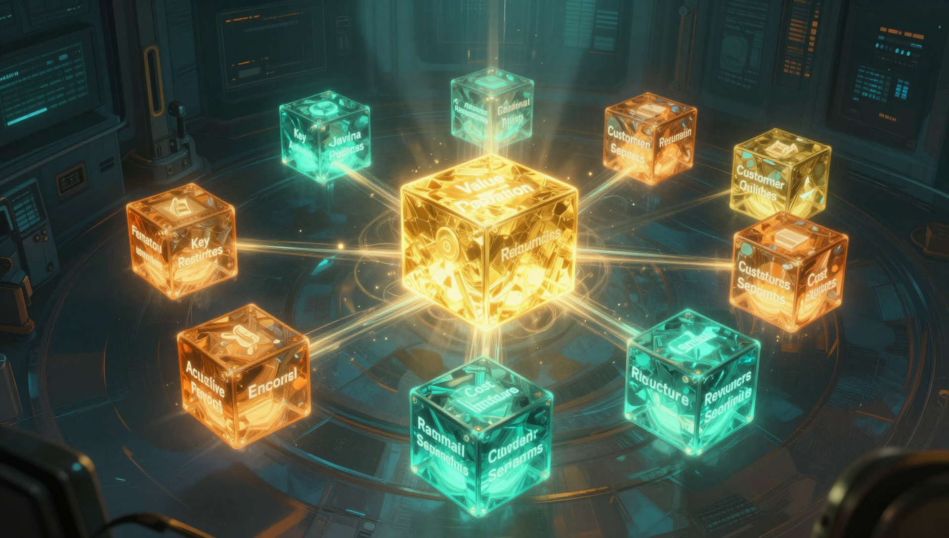 Business Model Canvas overview showing 9 interconnected building blocks